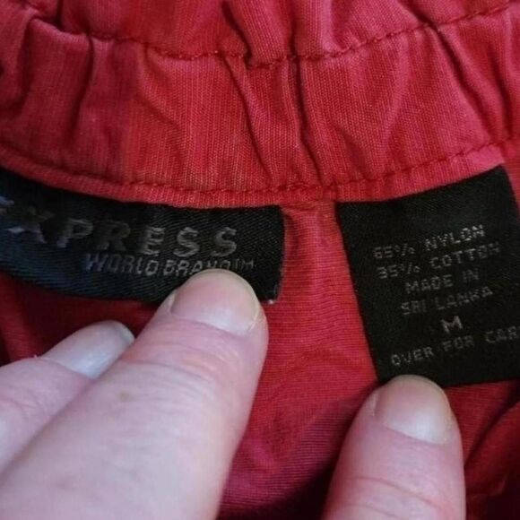 Vintage Y2k Express red elastic waist funky futuristic sporty ruched maxi skirt - Picture 4 of 4